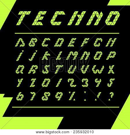Print Techno Alphabet Black Background Fonts Simple