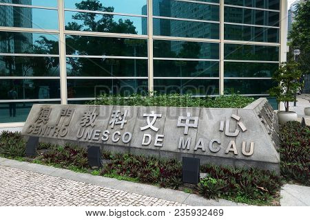 Macau, China- 06 Apr, 2018: The Historic Centre Of Macao Is A Collection Of Over Twenty Locations Th