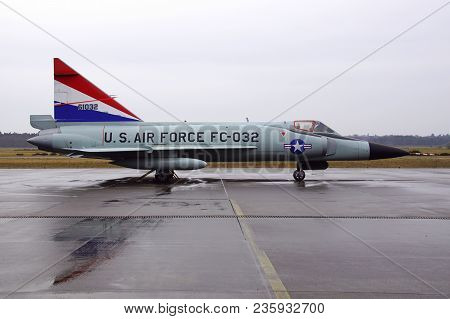 Soesterberg, The Netherlands - April 2, 2018: U.s. Air Force Jet Fighter Fc - 032 (f-102 Delta Dagge