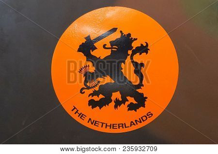 Soesterberg, The Netherlands - April 2, 2018: Logo Of The Royal Netherlands Army, The Land Forces El