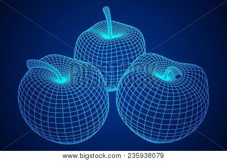 Apple Wireframe Low Poly Mesh Vector Illustration.