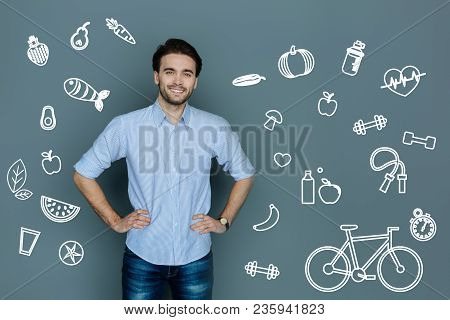 Healthy Lifestyle. Cheerful Slim Young Man Feeling Good While Leading A Healthy Lifestyle