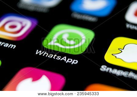 Sankt-petersburg, Russia, April 12, 2018: Whatsapp Messenger Application Icon On Apple Iphone X Smar