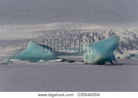 Detail Of Kjallsarlon Glacier From The Frozen Laggon, Iceland
