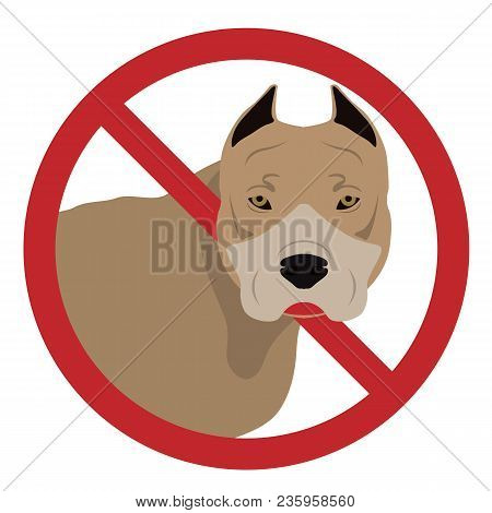 A Dog In A Prohibiting Sign On A White Background.