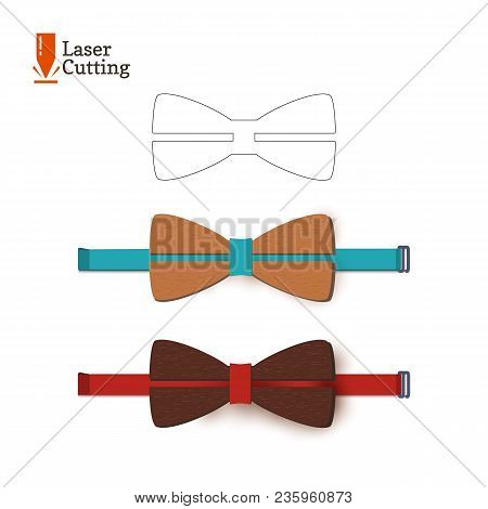 Laser Cut Bow-tie Template. Vector Silhouette For Cutting A Bow Tie On A Lathe Made Of Wood, Metal, 