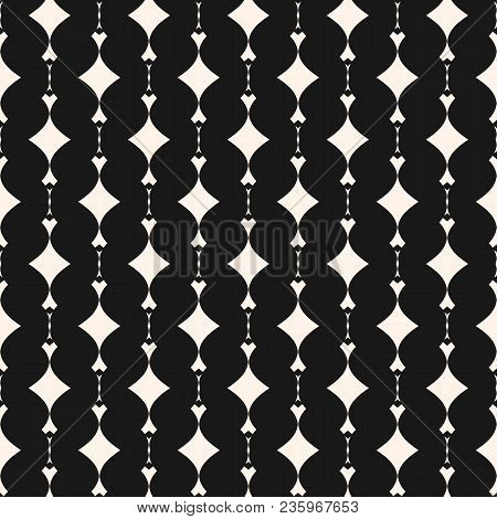 Elegant Geometric Seamless Pattern. Abstract Monochrome Background With Curved Shapes, Rhombuses. Bl