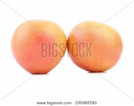 A Fresh Whole Grapefruit Isolated On A White Background. Citrus Fruits Full Of Vitamins. Healthy Foo