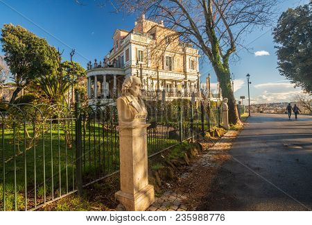 Rome, Italy - March 19, 2018: Casina Valadier Restaurant In Villa Borghese Park In Rome, Italy