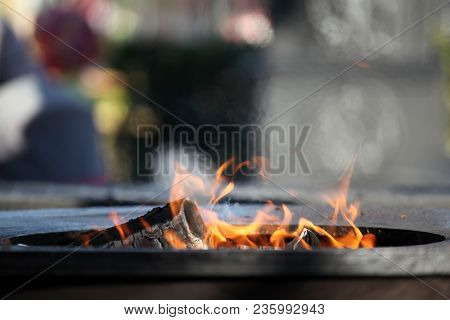 Moscow City Street Fire Background Day Light