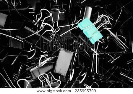 A Color Binder Clip ,multi Binder Paper Clip Backgtound In Black And White Style.