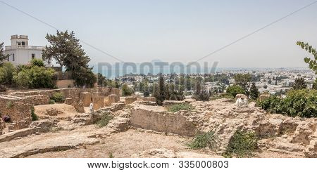 View Of Tunis From The Ruins Of Carthage, Tunisia, Africa Carthage, Tunisia - July 19 2018