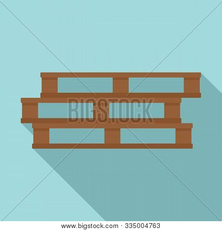 Wood Pallet Stack Icon. Flat Illustration Of Wood Pallet Stack Vector Icon For Web Design