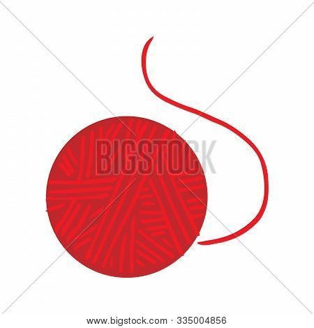 Vector Illustration Of A Red Tangle Of Thread. Hand Drawn Tangle Of Thread.
