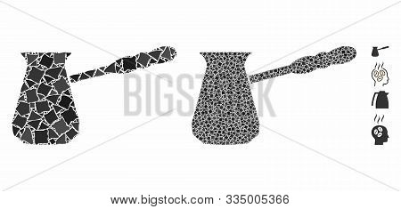 Coffee Cezve Composition Of Tuberous Pieces In Different Sizes And Color Tones, Based On Coffee Cezv