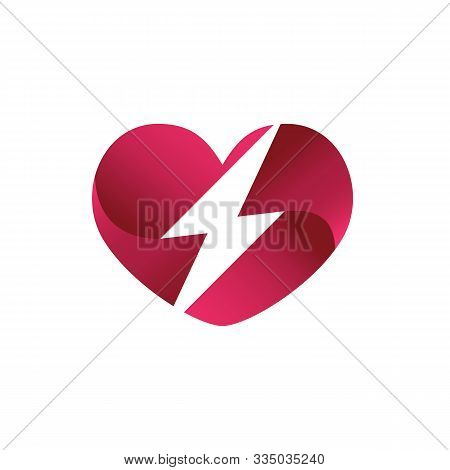 Love And Thunder Logo, Heart And Flash Icon Logo