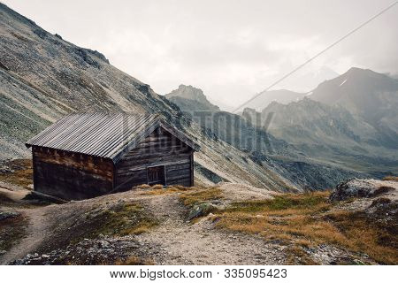 View Of Beautiful Moody Landscape In The Alps. Switzerland, Bella Tola.