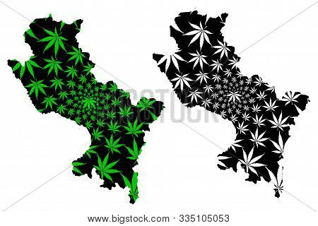 Cuzco Department (republic Of Peru, Regions Of Peru) Map Is Designed Cannabis Leaf Green And Black, 