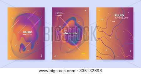 Abstract Flow Shapes. Disco Party Template. Orange Music Background. Dj Poster. Red 3d Movement Desi