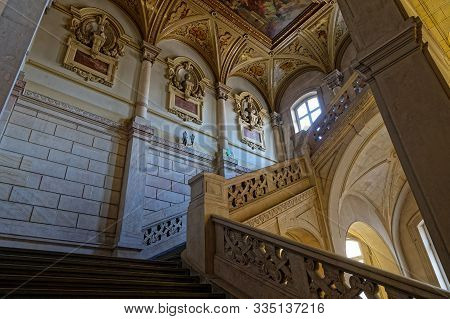Lyon, France, November 21, 2019 : The Palais De La Bourse Currently Houses The Headquarters Of The C