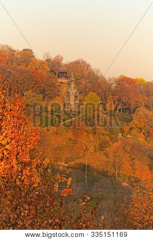 View Of Volodymyr Hill And The Monument To Saint Volodymyr (volodymyr The Great) During Sunrise. Sce