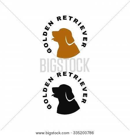 Silhouette Of Golden Retriever Dog Logo Vector. Stylish Golden Retriever Letter With Dog Head Elemen
