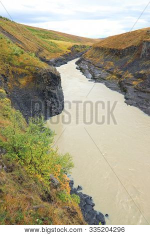 Studlagil basalt canyon, Iceland. One of the most wonderfull nature sightseeing in Iceland
