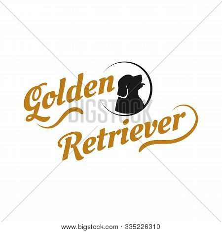 Silhouette Of Golden Retriever Dog Logo Vector. Stylish Golden Retriever Letter With Dog Head Elemen