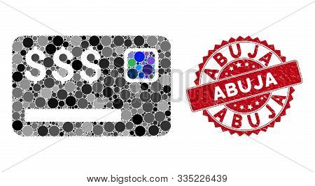 Mosaic Credit Card And Grunge Stamp Seal With Abuja Caption. Mosaic Vector Is Composed With Credit C