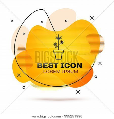 Black Medical Marijuana Or Cannabis Plant In Pot Icon Isolated On White Background. Marijuana Growin