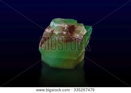 Green Calcite Or Emerald Calcite On Dark Background,macro Shot