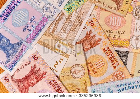 A Composition Of Moldovan Leu. Mdl Banknotes Providing Great Options To Be Used For Illustrating Sub
