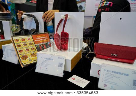 SHENZHEN, CHINA - CIRCA NOVEMBER, 2019: gadgets on display at China Hi-Tech Fair 2019 in Shenzhen Convention & Exhibition Center.