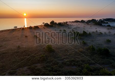 Stone Wall On The Baltic Sea In The Summer. Osmussaar Coast, Island In Estonia, Europe.