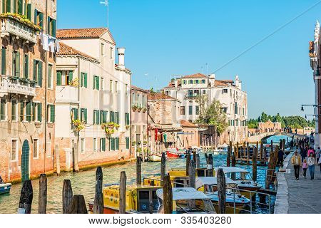 Ambulance Boats Outside The Hospital In Venice