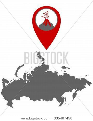 Detailed And Accurate Illustration Of Map Of Russia With Volcano Locator