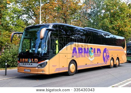 Nuremberg, Germany - September 19, 2019: Touristic Coach Bus Setra S519hd In The City Street.