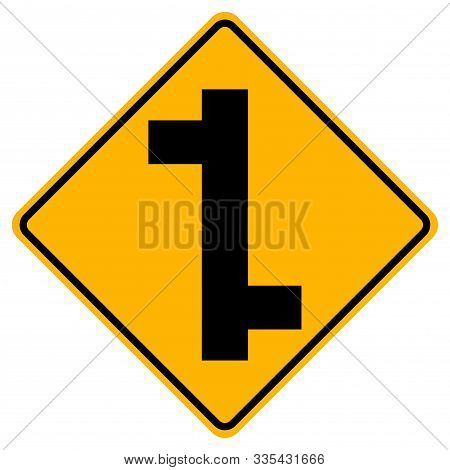 Staggered Junction Traffic Road Sign,vector Illustration, Isolate On White Background Label. Eps10