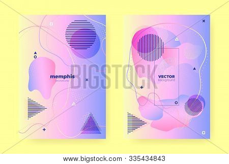 Pastel Fluid Banner. Rainbow Hologram Gradient. Pastel Memphis Composition. Wave Shapes. Fluid Patte