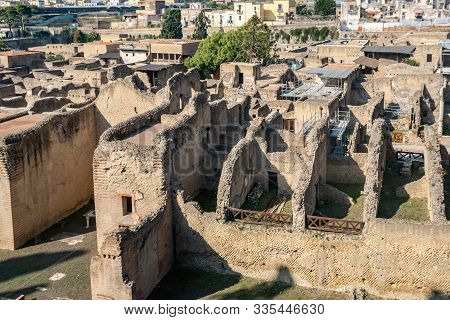 Ruins Of Herculaneum, Which Was Covered By Volcanic Dust After Vesuvius Eruption. Italy.