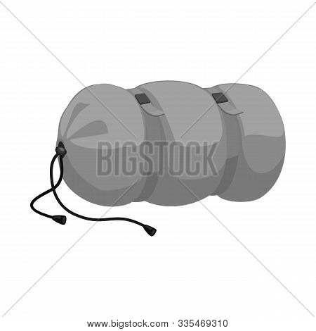 Vector Design Of Bed And Roll Icon. Graphic Of Bed And Blanket Vector Icon For Stock.