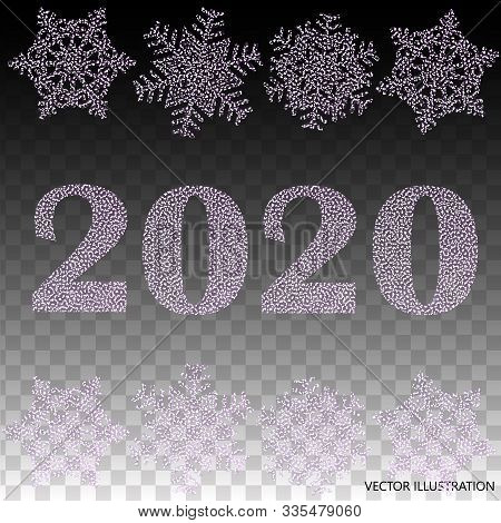 Holiday Happy 2020 New Year Background. Brightly Christmas Banner With Transparent Background. Illus