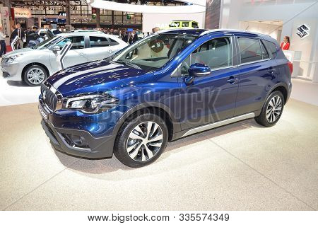 Paris, France - October 02, 2018: Suzuki Sx4 S-cross All Gip At Paris Motor Show