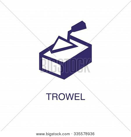 Trowel Element In Flat Simple Style On White Background. Trowel Icon, With Text Name Concept Templat