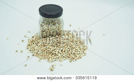 Job's Tears, Also Known As Adlay And Coix On White Background. Popular In Asian Cultures As A Food S