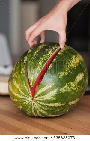 Slices Of Watermelon. Close-up. Delicious Watermelon. Top View