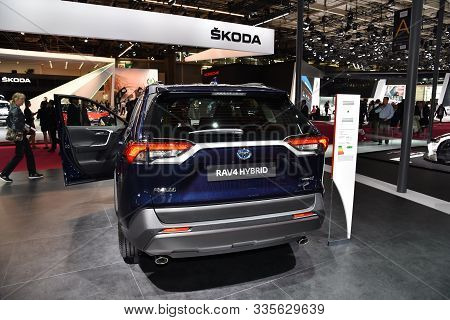 Paris, France - October 03, 2018: Toyota Rav4 Hybrid At Paris Motor Show