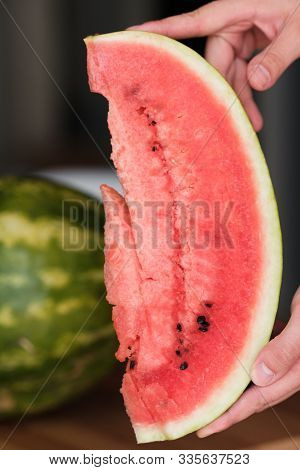 Slices Of Watermelon. Close-up. Delicious Watermelon. Top View