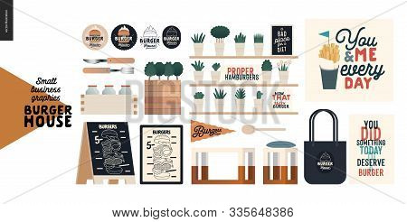 Burger House - Small Business Graphics - Shop Elements -modern Flat Vector Concept Illustrations - P