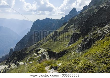 Landscape From Hiking Trail From Kupen Peaks To Orlovets Peak, Rila Mountain, Bulgaria